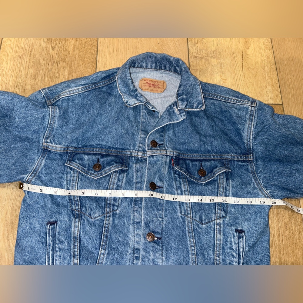 Vintage LEVIS Blue Denim Jean Jacket 57508-0214 MADE IN USA Red Tab Womens Large - Picture 11 of 15